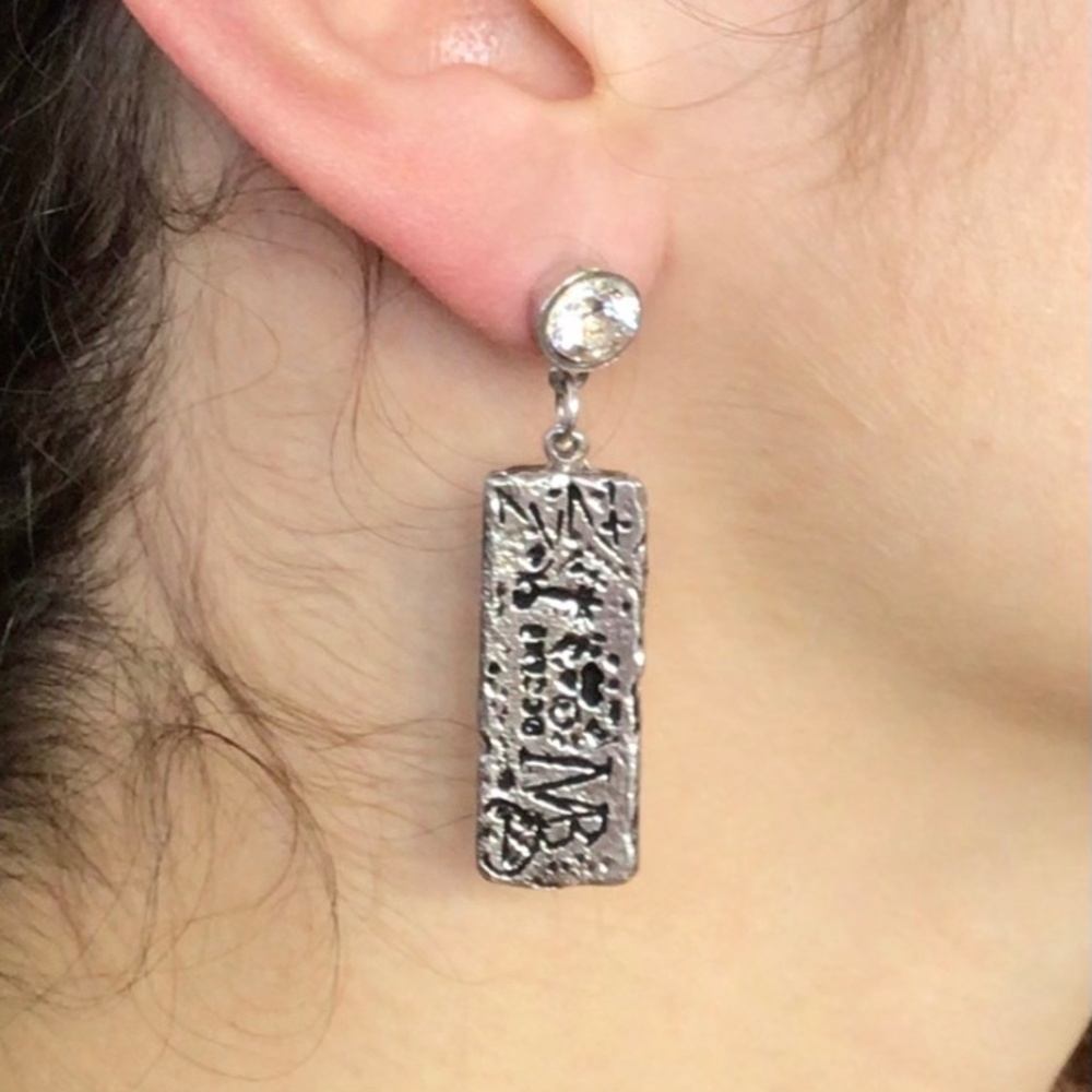 Vintage Atocha 925 Silver Dangle Bar Post Earrings - Picture 3 of 7